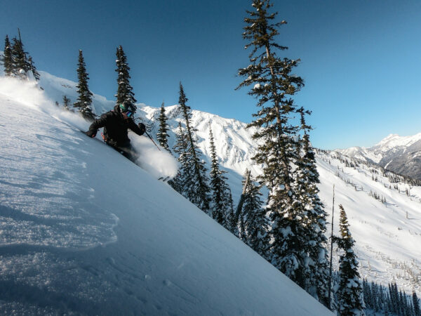 Man skiing at Fernie Alpine Resort.