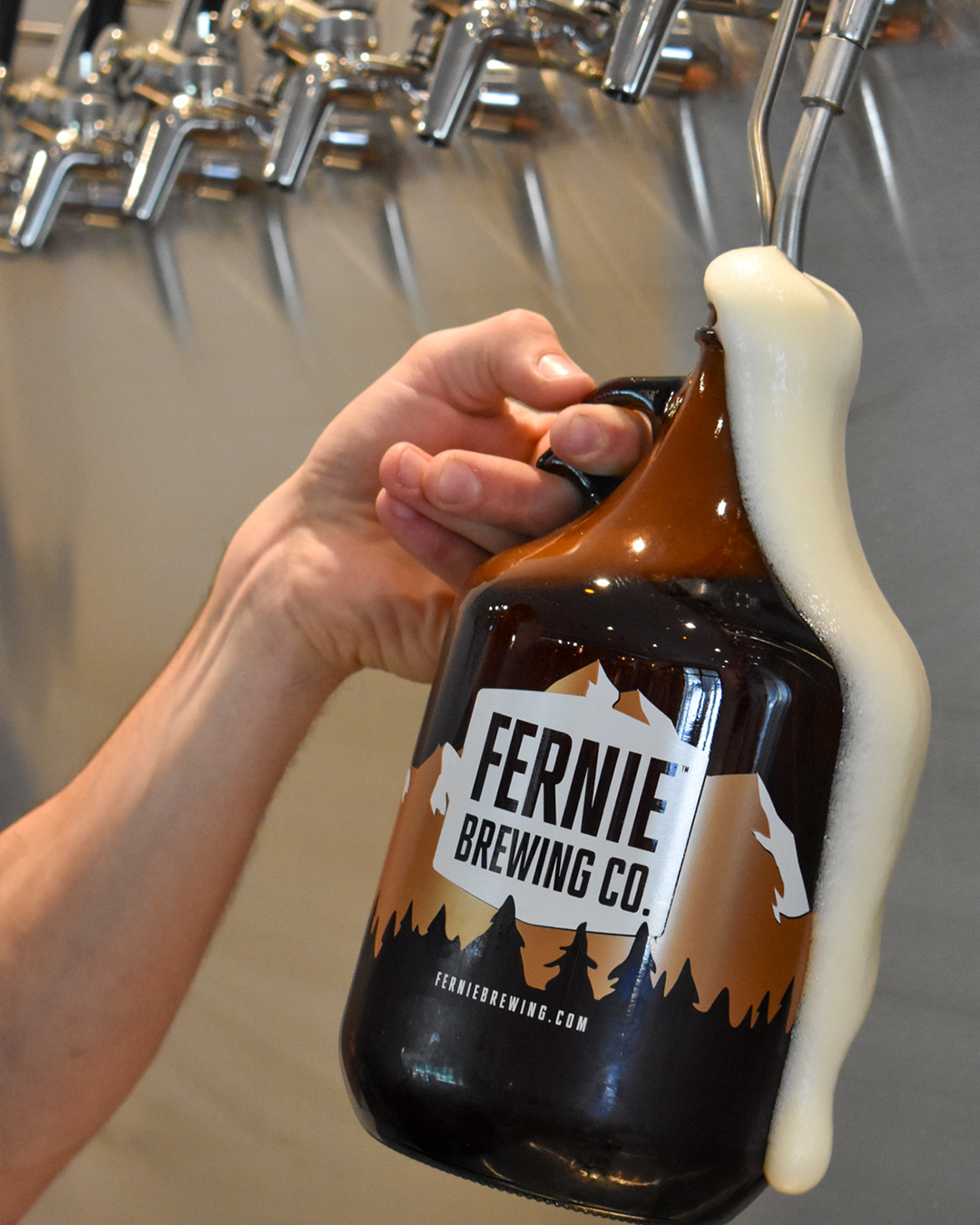 Fernie Brewing Co. Growler being filled.