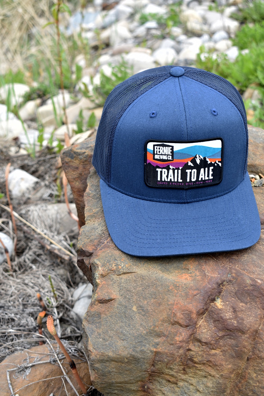 A Trail to Ale hat on a rock.