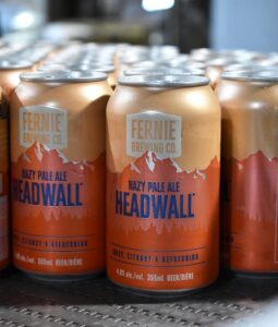Cans of Headwall on a canning line in March