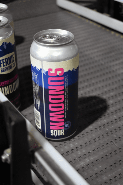 A can of Sundown Raspberry Sour on the canning line.
